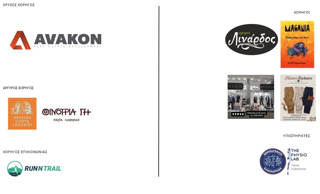 LAZARIDES ESTATES; THEPHYSIOLAB; AVAKON; RUNNTRAIL; ΛΙΝΑΡΔΟΣ; ΧΟΡΟΠΑΤΗΜΑΤΑ